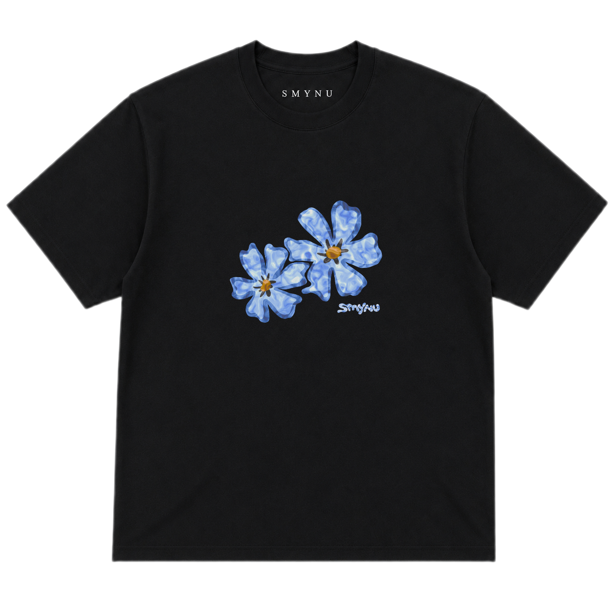 Eisblau Bloom – Shirt • Schwarz
